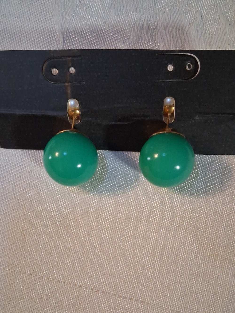 Vintage Reveriable Teal And Pearl Dome Drop Earrings - Gold Accents